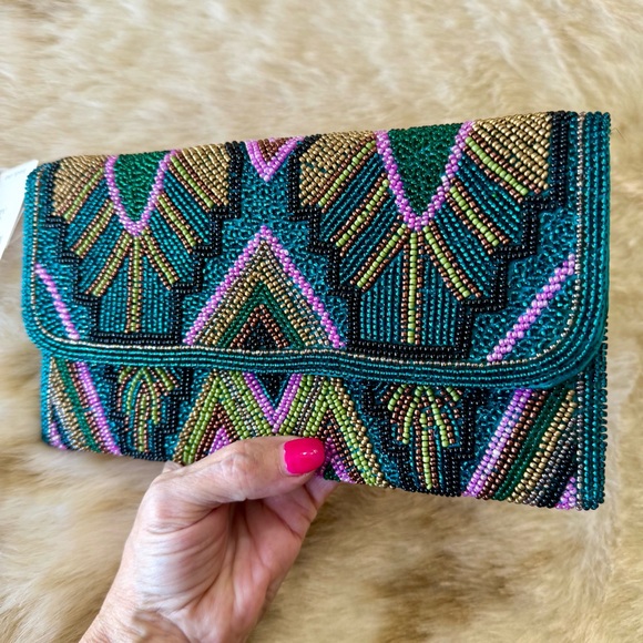 Anthropologie Multicolor Beaded Clutch - Picture 2 of 13